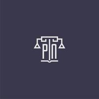 monograma inicial pn para logotipo de escritório de advocacia com imagem vetorial de escalas vetor