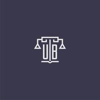 ub monograma inicial para logotipo de escritório de advocacia com imagem vetorial de escalas vetor