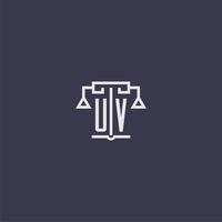 monograma inicial uv para logotipo de escritório de advocacia com imagem vetorial de escamas vetor
