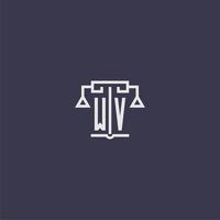 monograma inicial wv para logotipo de escritório de advocacia com imagem vetorial de escamas vetor