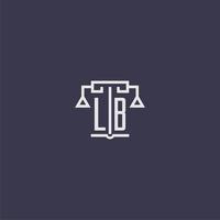 lb monograma inicial para logotipo de escritório de advocacia com imagem vetorial de escalas vetor