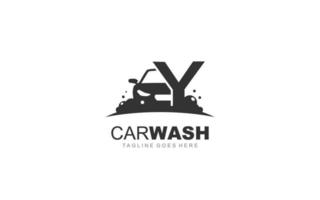 y logo carwash para identidade. ilustração vetorial de modelo de carro para sua marca. vetor