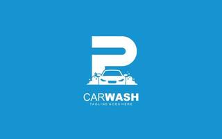 p logo carwash para identidade. ilustração vetorial de modelo de carro para sua marca. vetor