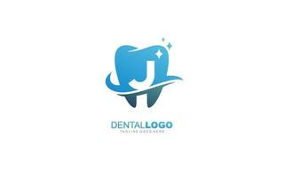 j logotipo dentista para empresa de branding. ilustração vetorial de modelo de carta para sua marca. vetor