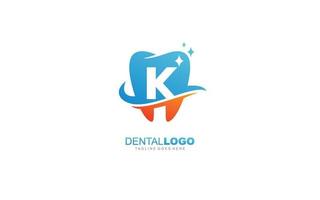k logo dentista para empresa de branding. carta modelo ilustração vetorial para sua marca. vetor