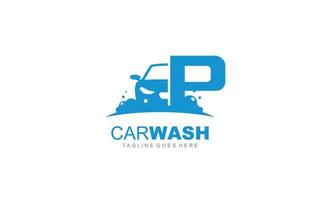 p logo carwash para identidade. ilustração vetorial de modelo de carro para sua marca. vetor