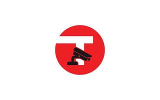 t logotipo CCTV para identidade. ilustração vetorial de modelo de segurança para sua marca. vetor