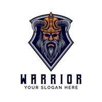 modelo de ilustração vetorial de design de logotipo de cabeça viking vetor