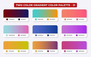 paleta de cores gradiente com códigos de cores em rgb ou hex, catálogo, cores da moda, amostras de gradiente definir ilustração vetorial, guias de cores vetor
