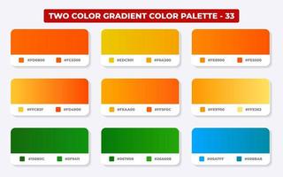 paleta de cores gradiente com códigos de cores em rgb ou hex, catálogo, cores da moda, amostras de gradiente definir ilustração vetorial, guias de cores vetor