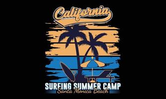 vetor de tipografia de surf e design de t-shirt de ilustração. t-shirt de tipografia de surf da califórnia crianças criativas e ilustração vetorial de tema de tipografia.