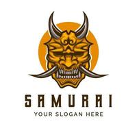 samurai ronin máscara facial logotipo ícone símbolo modelo vintage vetor