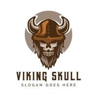 crânio viking guerreiro homem logotipo ícone símbolo modelo design vetor