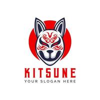 ilustração em vetor logotipo de lobo japonês de cabeça de kitsune