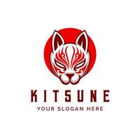 kitsune japão máscara de lobo logotipo design ilustração vetorial vetor