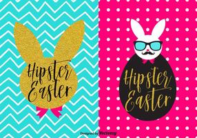 Trendy Coelho Hipster Páscoa Vector Poster Set