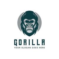 modelo de design de logotipo vintage de cabeça de gorila em preto e branco vetor