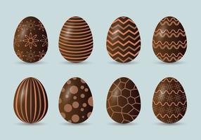 Conjunto de ícones de ovos de páscoa de chocolate vetor