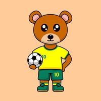 ilustração vetorial do personagem animal vestindo uma camisa de futebol na copa do mundo vetor