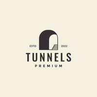 túnel com design de logotipo hipster de escadas vetor