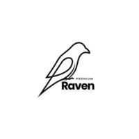 vetor de design de logotipo de linha moderna mínima de pássaro corvo