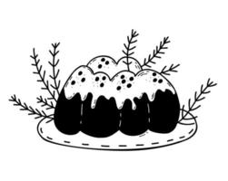 bolo tradicional de natal de gengibre. desenho de mão vetorial no estilo doodle. para decoração de férias, design, decoração e impressão. vetor
