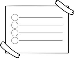 folha de etiqueta de papel. lista de afazeres vetor