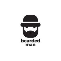 homem legal barbudo e mascote de chapéu vetor de design de logotipo moderno