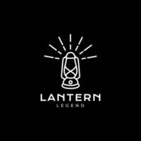 vetor de design de logotipo de lenda de brilho de linha de lanterna antiga