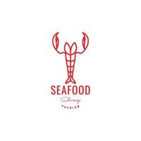 vetor de design de logotipo de cor minimalista de linha de camarão de frutos do mar
