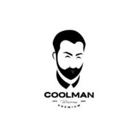 vetor de design de logotipo hipster barbudo de negócios de homem legal