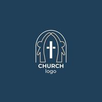logotipo da comunidade religiosa com elementos cristãos para branding, amigos formando símbolo da igreja vetor