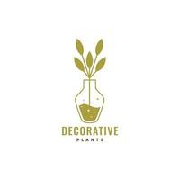 vetor de design de logotipo minimalista decorativo de planta de vaso estético