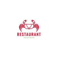 vetor de design de logotipo moderno minimalista de linha de frutos do mar de caranguejo vermelho