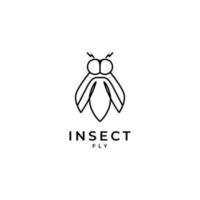 vetor de design de logotipo minimalista de linha de mosca de inseto