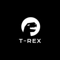 cabeça dinossauro t-rex com vetor de design de logotipo de lua