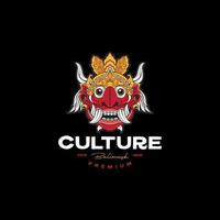 vetor de design de logotipo colorido de máscara de bali cultura barong