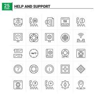 25 conjunto de ícones de ajuda e suporte de fundo vetorial vetor