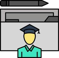 modelo de banner de ícone de vetor de ícone de cor plana estudioso de graduação de educação de avatar