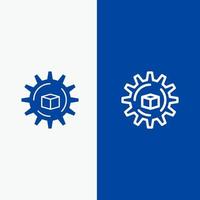 linha de ciência de solução de dados automatizada e banner azul de ícone sólido glifo linha e banner azul de ícone sólido glifo vetor