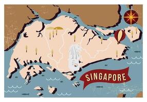 Mapa Singapura Vintage vetor