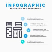 conteúdo de publicidade apresenta ícone de linha premium nativo com fundo de infográficos de apresentação de 5 etapas vetor