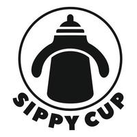 logotipo de garrafa de copo com canudinho, estilo simples vetor