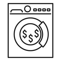 ícone da máquina de lavar dinheiro, estilo de estrutura de tópicos vetor