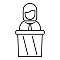 ícone de alto-falante de mulher gerente, estilo de estrutura de tópicos vetor