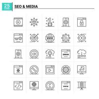 25 seo media icon set vector background