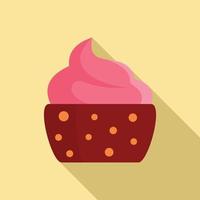 ícone de cupcake rosa, estilo simples vetor