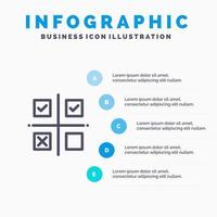 ícone de linha de produção de produtos de prioridades de gerenciamento de negócios com fundo de infográficos de apresentação de 5 etapas vetor
