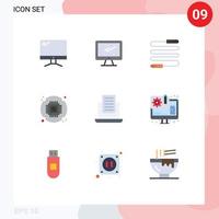 pacote de linha vetorial editável de 9 cores planas simples de texto de desenvolvimento hardware de correio esportivo elementos de design vetorial editáveis vetor