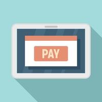 tablet pagar ícone de carteira digital, estilo simples vetor
